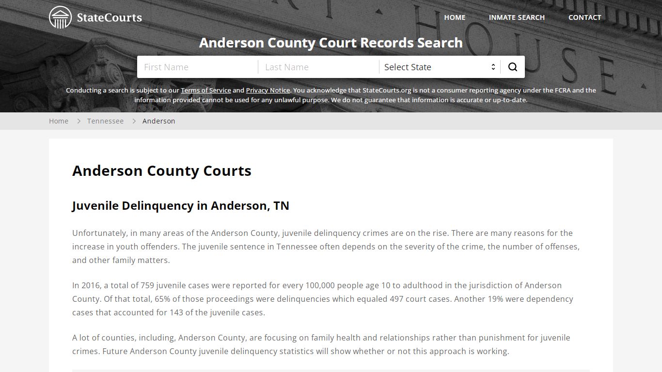 Anderson County, TN Courts - Records & Cases - StateCourts